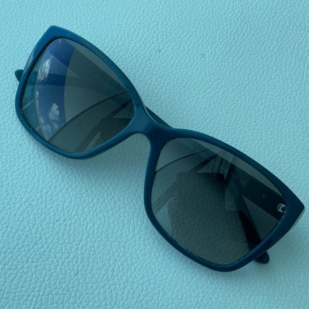 Versace Teal Sunglasses with Silver Accents - Picture 5 of 5